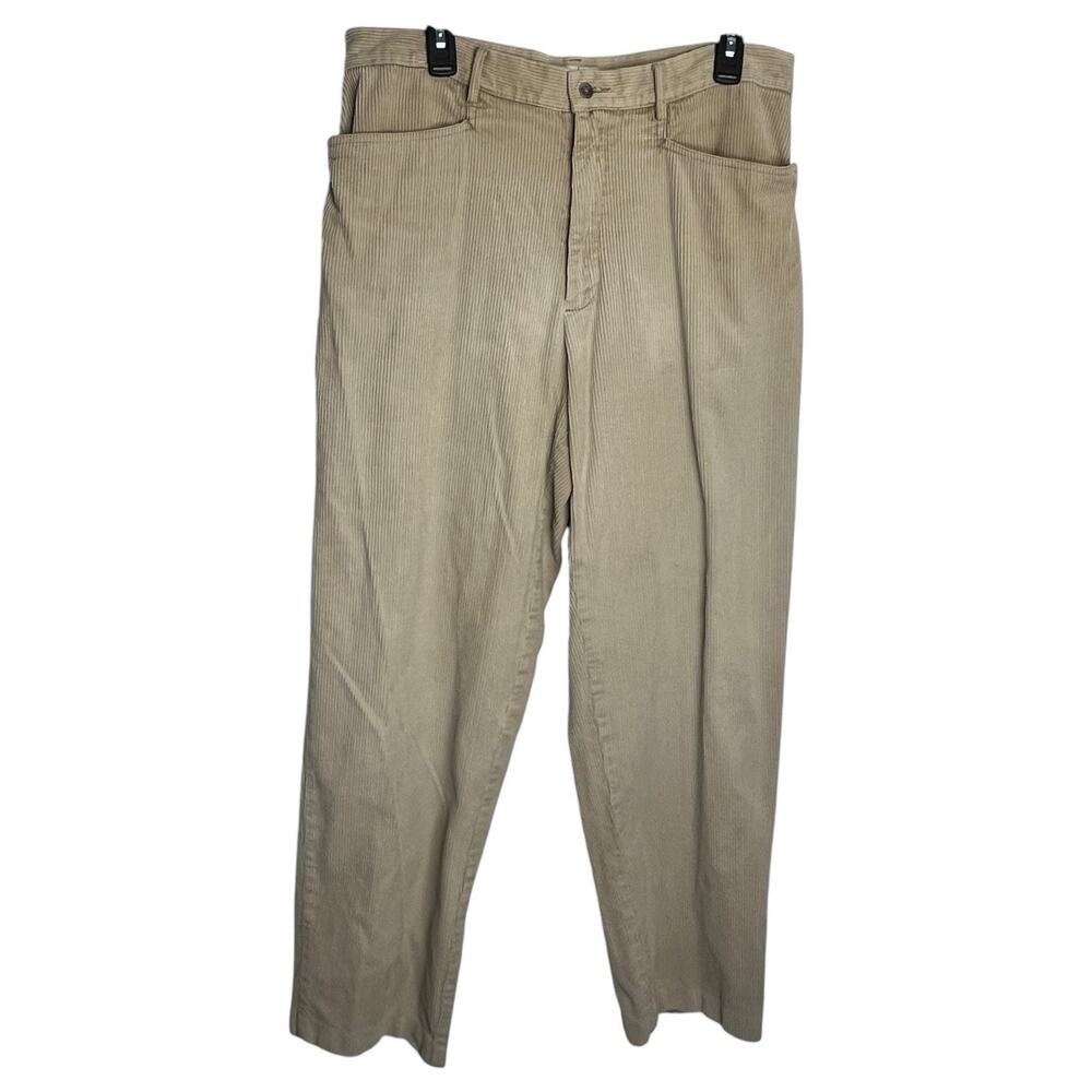 Vtg 90s J. Crew Pants Men's 34 Tan Corduroy Vintage Oarsmen Preppy Academia Y2K